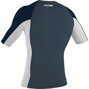 2024 O'Neill Mens Premium Skins Short Sleeve Rash Vest 4169B - Cadet Blue / White / Abyss